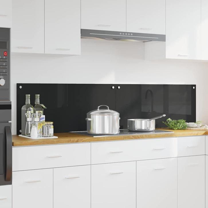 vidaXL Keuken Spatscherm Zwart 90 x 40 cm gehard glas, Antiek en Kunst, Antiek | Keukengerei, Verzenden