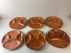 Assiette - Teck - Six plateaux décoratifs en bois vintage