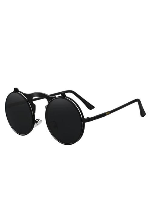 Ronde Zonnebril Flip Up Zwart Montuur Rond Zwarte Glazen Vin, Handtassen en Accessoires, Zonnebrillen en Brillen | Dames, Zwart