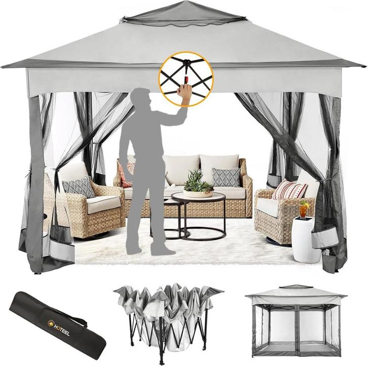 HOTEEL Tuinpaviljoen, 3 x 3 m, pop-up paviljoen met muggenne, Huis en Inrichting, Woonaccessoires | Overige, Nieuw, Verzenden