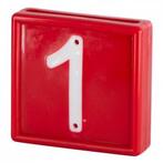 Nummerblok, 1-cijf., rood met witte nummers (cijfer 1) -