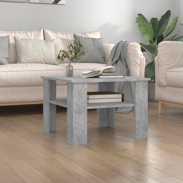 vidaXL Salontafel 60x60x42 cm bewerkt hout betongrijs, Huis en Inrichting, Tafels | Salontafels, Nieuw, Verzenden