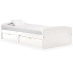 vidaXL Cadre de lit avec 2 tiroirs blanc bois de pin, Verzenden