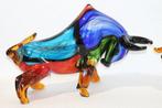Statue, Glas bull Mondriaan stijl 40 cm - 27 cm - Verre