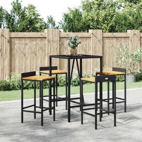 vidaXL 5-delige Tuinbarset poly rattan en massief acaciahout, Tuin en Terras, Tuinsets en Loungesets, Nieuw, Verzenden