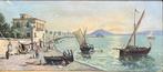 Scuola napoletana (XIX) - Marina di Napoli con Pescatori