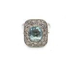 Ring Platina Aquamarijn - Diamant, Handtassen en Accessoires, Ringen, Nieuw