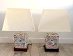 Lampe de table (2) - Porcelaine, Bois, Fabric, Antiek en Kunst