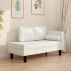 vidaXL Chaise longue avec coussins et traversin crème