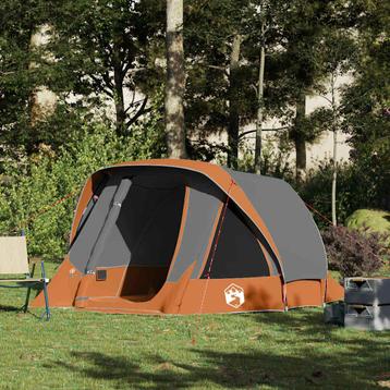 vidaXL Tent 4-persoons waterdicht grijs en oranje, Caravans en Kamperen, Verzenden, Nieuw
