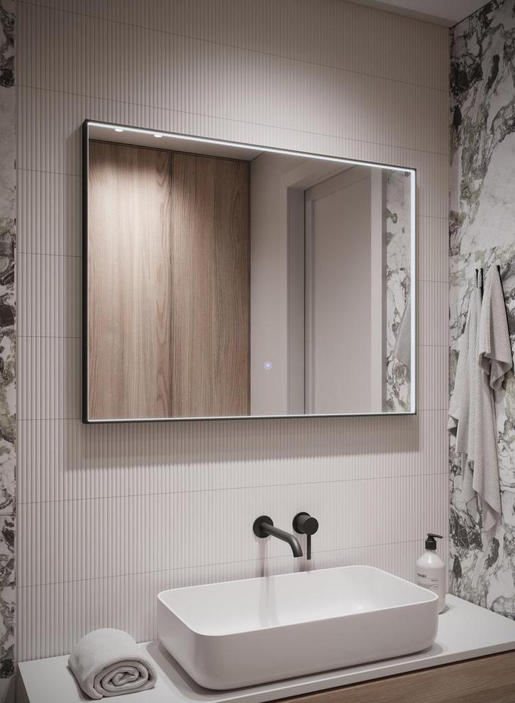 Badkamerspiegel Bristol - 100 x 70 cm - LED - Verwarming, Huis en Inrichting, Badkamer | Badkamermeubels, Nieuw, Verzenden