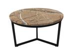 Veiling - Marmeren salontafel bruin zwart onderstel 60x60x35, Huis en Inrichting, Nieuw