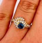 Bague - 18 carats Or jaune Saphir - Diamant, Handtassen en Accessoires, Ringen, Nieuw