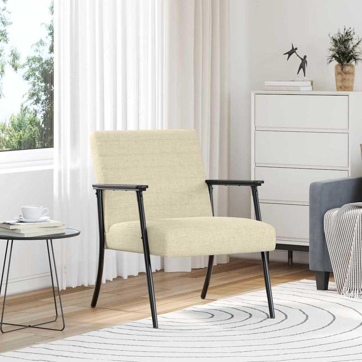 vidaXL Fauteuil Crème 59 x 75 x 78 cm Stof, Huis en Inrichting, Fauteuils, Nieuw, Verzenden