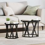 vidaXL Bijzettafel 2 pcs Zwart eiken 50 x 50 x 40 cm, Verzenden, Nieuw