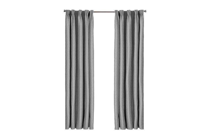 Verduisterend geweven gordijn met haken | Larson, Huis en Inrichting, Stoffering | Gordijnen en Lamellen, Grijs, Nieuw, Verzenden