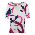 Milano Italy • witte blouse met fuchsia print • 36, Kleding | Dames, Verzenden, Wit, Maat 36 (S), Milano Italy