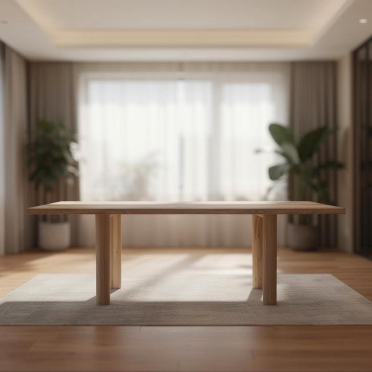 Tafel Rechthoekig Eikenhout  Pilaar poot 240x100, Huis en Inrichting, Tafels | Eettafels