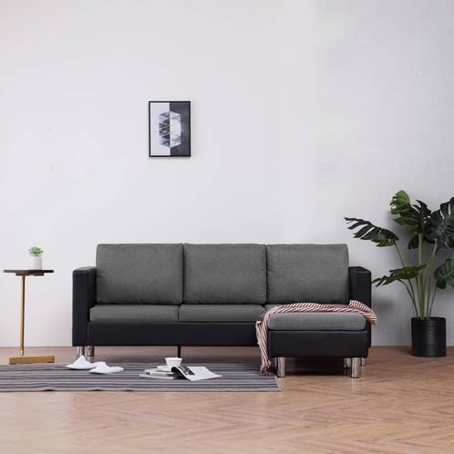 vidaXL Driezitsbank met kussens kunstleer zwart, Huis en Inrichting, Zetels | Zetels, Nieuw, Verzenden