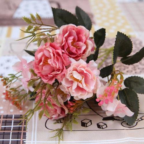 Kunst Boeket - Zijden Rozen Roos Bloemen Luxe Boeketten, Huis en Inrichting, Woonaccessoires | Kunstplanten en Kunstbloemen, Nieuw