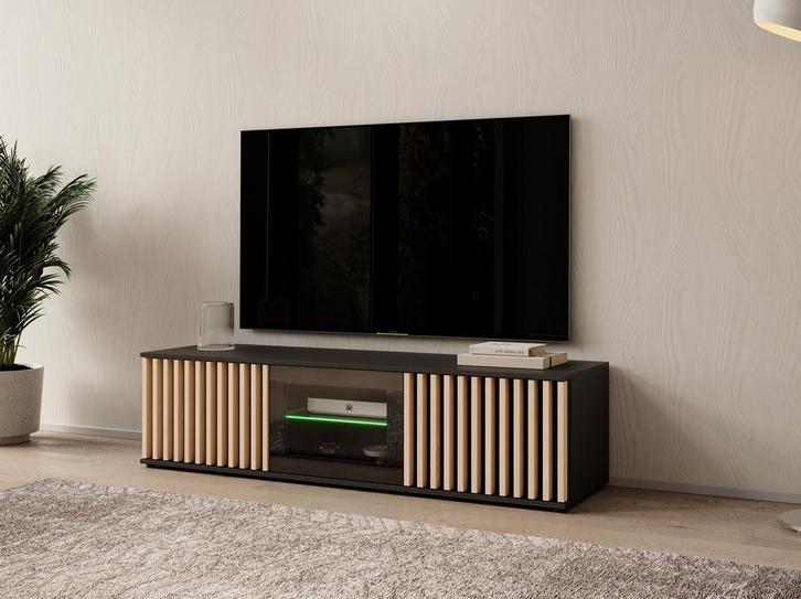 TV-Meubel zwart 163x45x42cm 3 deuren | TV kast | LED, Huis en Inrichting, Kasten |Televisiemeubels, 25 tot 50 cm, Nieuw, 150 tot 200 cm
