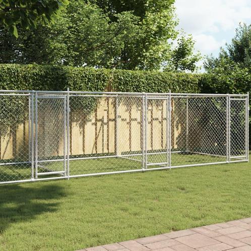 vidaXL Hondenhok met deuren 8x2x1,5 m gegalvaniseerd staal, Dieren en Toebehoren, Hondenbenches, Nieuw, Verzenden