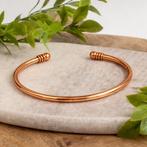 Koperen glad gepolijste klemarmband met eindbolletjes, Ophalen of Verzenden