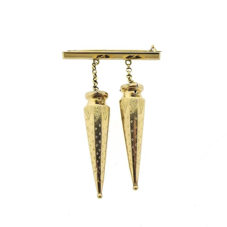 Gouden broche met breidoppen, Handtassen en Accessoires, Broches, Overige kleuren, Gebruikt, Goud, Ophalen of Verzenden