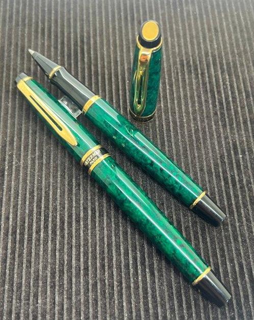 Waterman set in marbled green lacquer - Zonder Minimumprijs, Verzamelen, Pennenverzamelingen