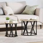 vidaXL Bijzettafel 2 pcs Sonoma eiken 50 x 50 x 40 cm, Verzenden, Nieuw
