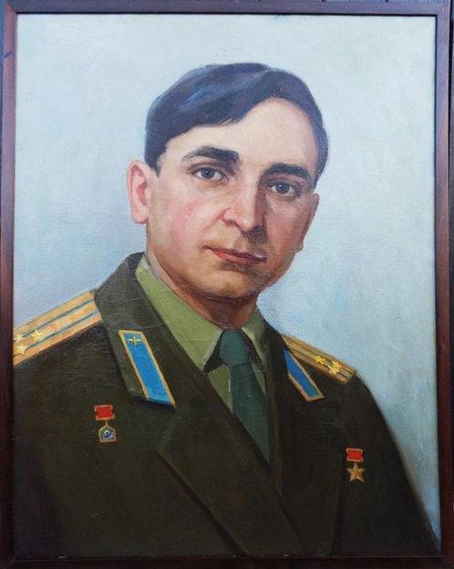 Pittore sconosciuto (XX) - Cosmonauta sovietico Valery, Antiek en Kunst, Kunst | Schilderijen | Klassiek