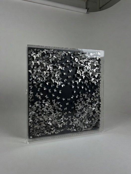 Mike Blackarts - Silver Swarm – 1000 Butterflies, Antiek en Kunst, Kunst | Schilderijen | Modern