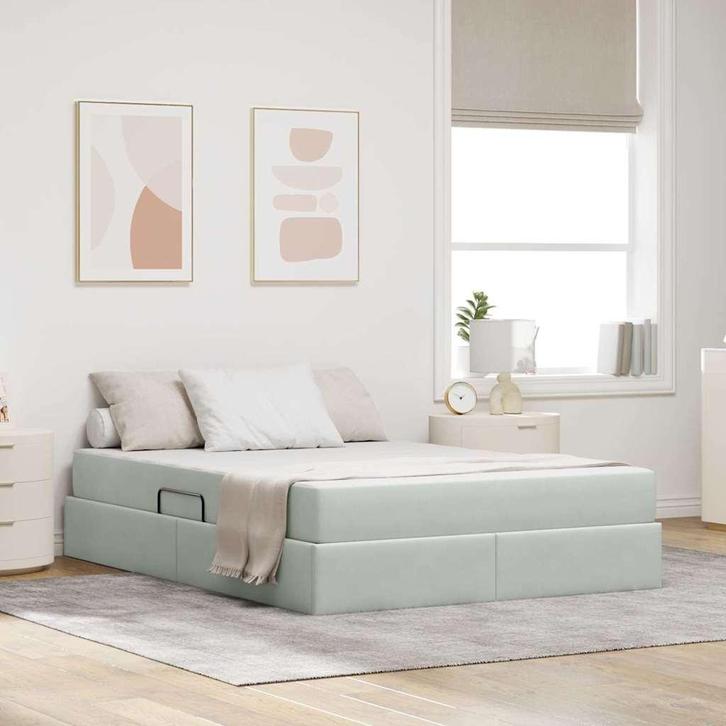 vidaXL Opbergbed met matras met matras Lichtgrijs 140 x 190, Maison & Meubles, Chambre à coucher | Lits, Envoi