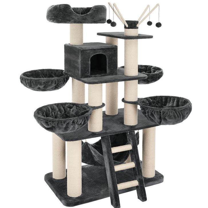 tectake Krabpaal Gismo 195cm - grijs/wit, Dieren en Toebehoren, Katten-accessoires, Verzenden