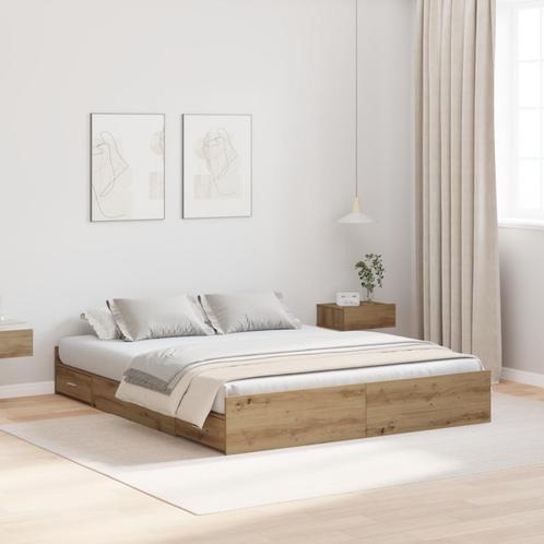 vidaXL Opbergbedframe artisanaal eikenkleurig 140 x 200 cm, Huis en Inrichting, Slaapkamer | Bedden, Nieuw, Verzenden