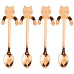 Fako Bijoux® - Theelepel / Koffielepel Hangende Kat - Rosé, Verzenden