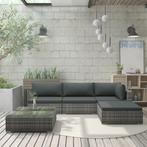 vidaXL 5-delige Loungeset met kussens poly rattan grijs, Verzenden, Nieuw, Loungeset