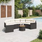 vidaXL Tuinbank met tafel en kussens halfrond poly rattan, Tuin en Terras, Verzenden, Nieuw