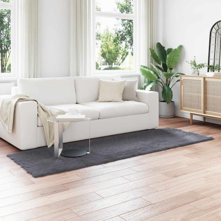 vidaXL Faux Schaapsvacht Tapijt Tafalla Antraciet 80 x 250, Huis en Inrichting, Stoffering | Tapijten en Vloerkleden, Nieuw, Verzenden