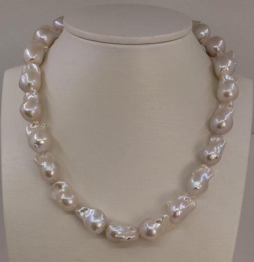 Collier - 14 carats Or jaune - Perles Edison BQ 13x15mm, Handtassen en Accessoires, Kettingen