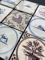 Carreau - Carreaux anciens avec un navire, des sautereaux,, Antiek en Kunst