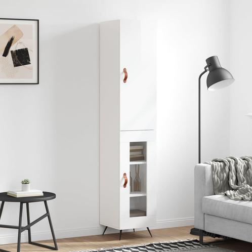 vidaXL Hoge kast 34,5x34x180 cm bewerkt hout hoogglans wit, Huis en Inrichting, Kasten | Dressoirs, Nieuw, Verzenden