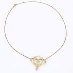 Ketting met hanger - 18 karaat Geel goud - Parel, diamant, Handtassen en Accessoires