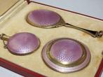 Handspiegel (4) - Emaille, Verguld - Antiek toiletset