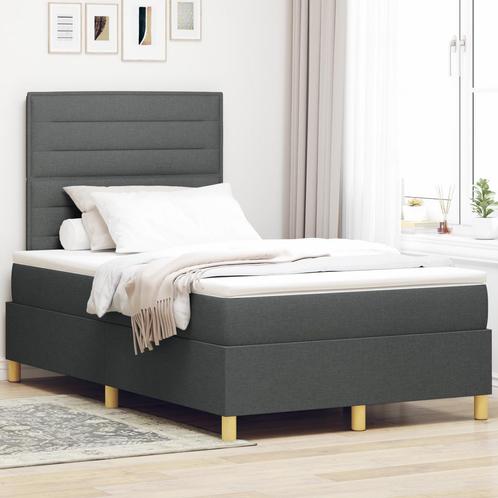 vidaXL Boxspringbed met matras donkergrijs klein dubbel stof, Huis en Inrichting, Slaapkamer | Bedden, Nieuw, Verzenden