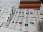 Monde - 7 albums mondiaux + fiches avec timbres. Collection, Gestempeld