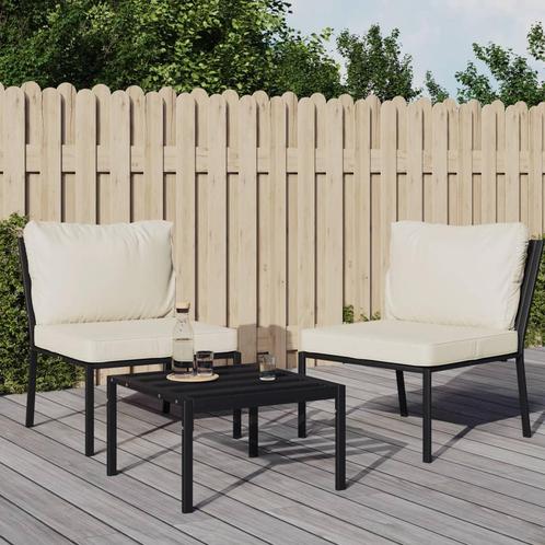 vidaXL Tuinstoelen met zandkleurige kussens 2 st 60x74x79 cm, Tuin en Terras, Tuinsets en Loungesets, Nieuw, Verzenden