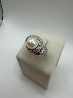 Ring - 18 karaat Witgoud Parel - Diamant, Nieuw