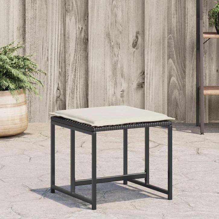 vidaXL Tuinkrukken met kussens 4 st poly rattan zwart, Tuin en Terras, Tuinsets en Loungesets, Nieuw, Verzenden
