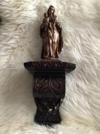 sculptuur, Madonna met kind + Console - 55 cm - Hout, Antiquités & Art